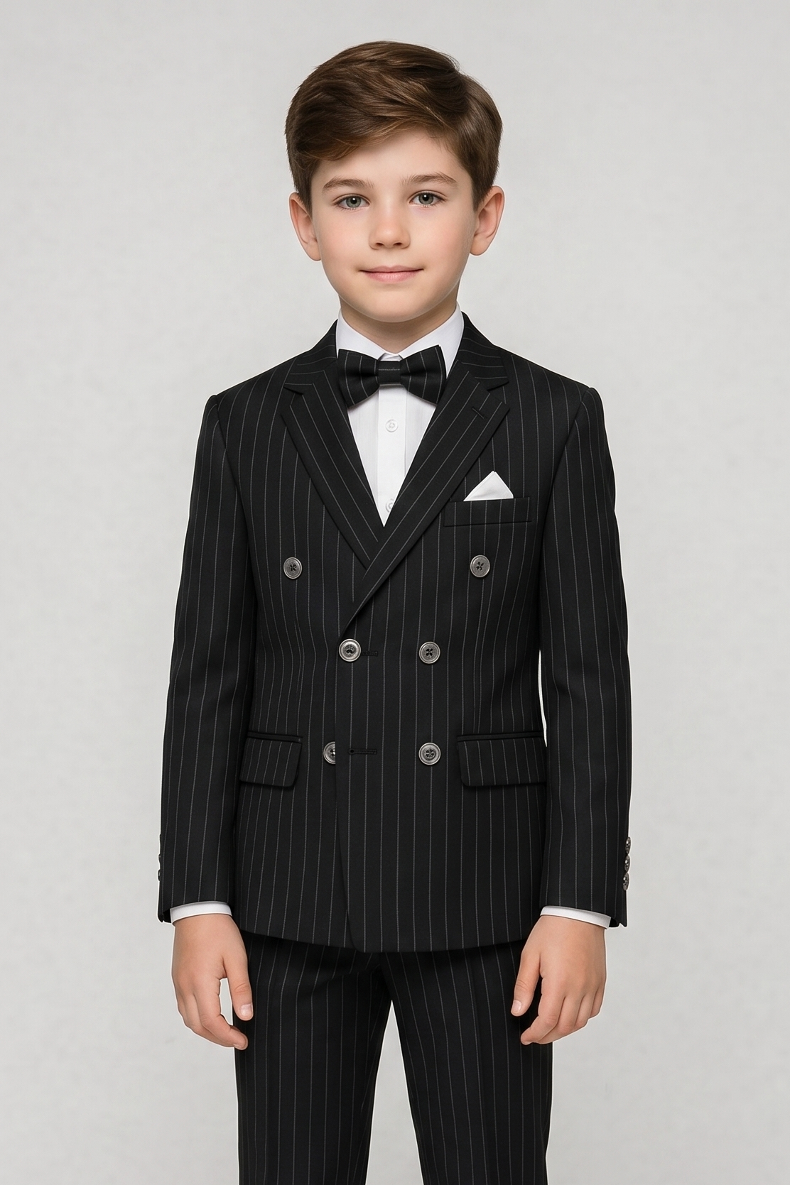 Black Fine-Striped Double-Breasted 2-Piece Suit¡ªIdeal for Weddings
