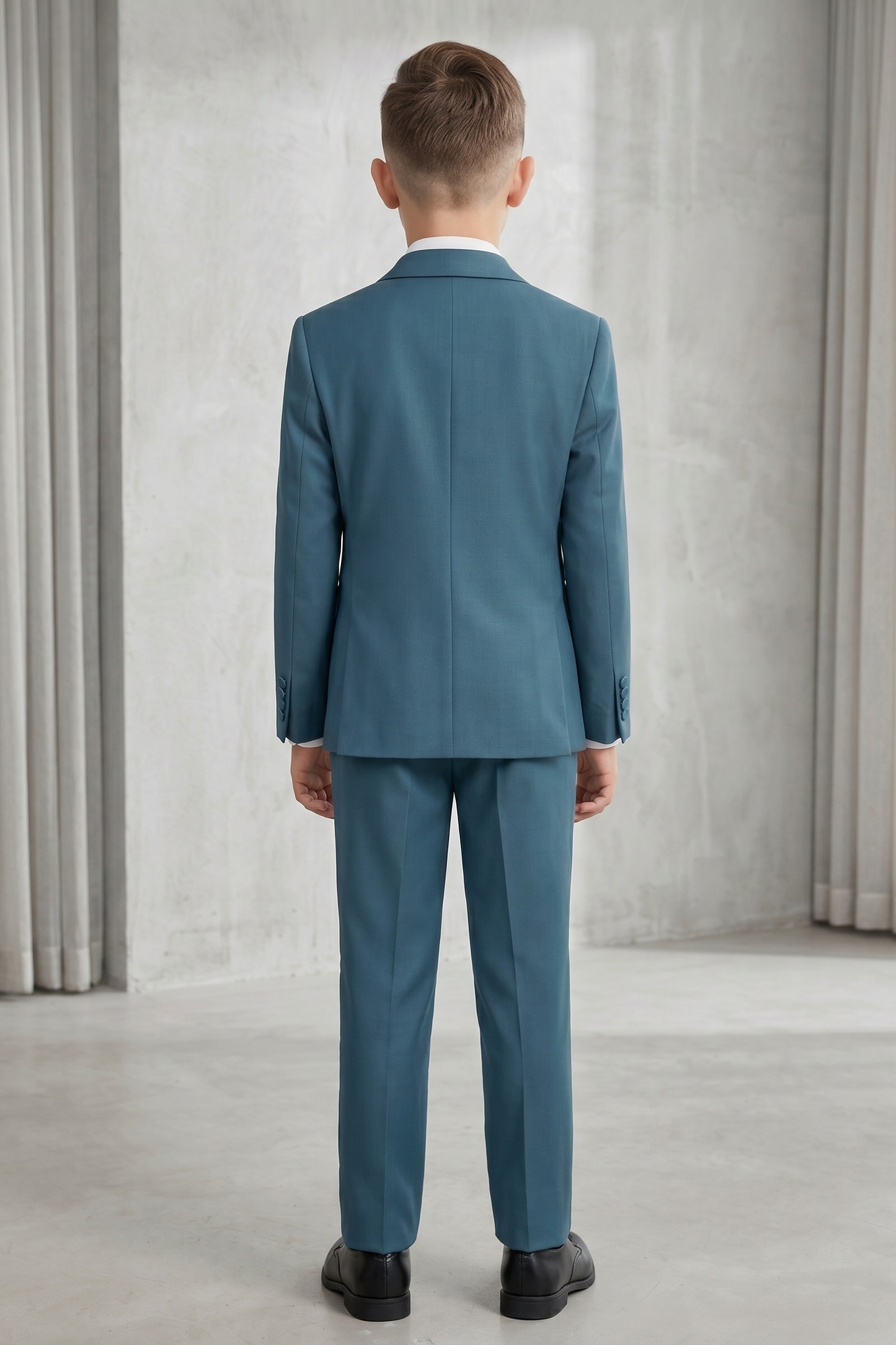 Peacock Blue Satin Double-Breasted 2-Piece Suit