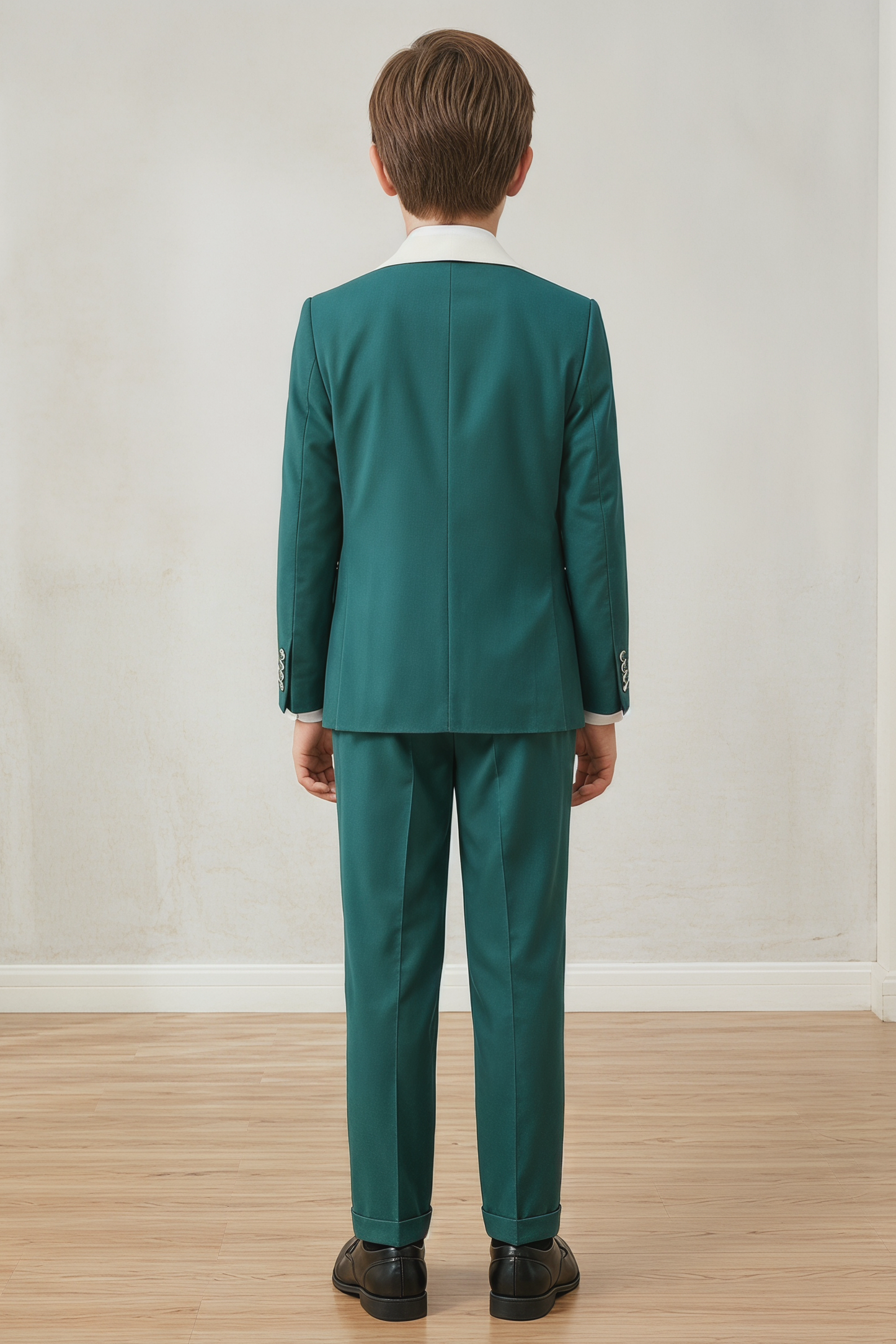 Dark Green Color-Blocked 3-Piece Suit
