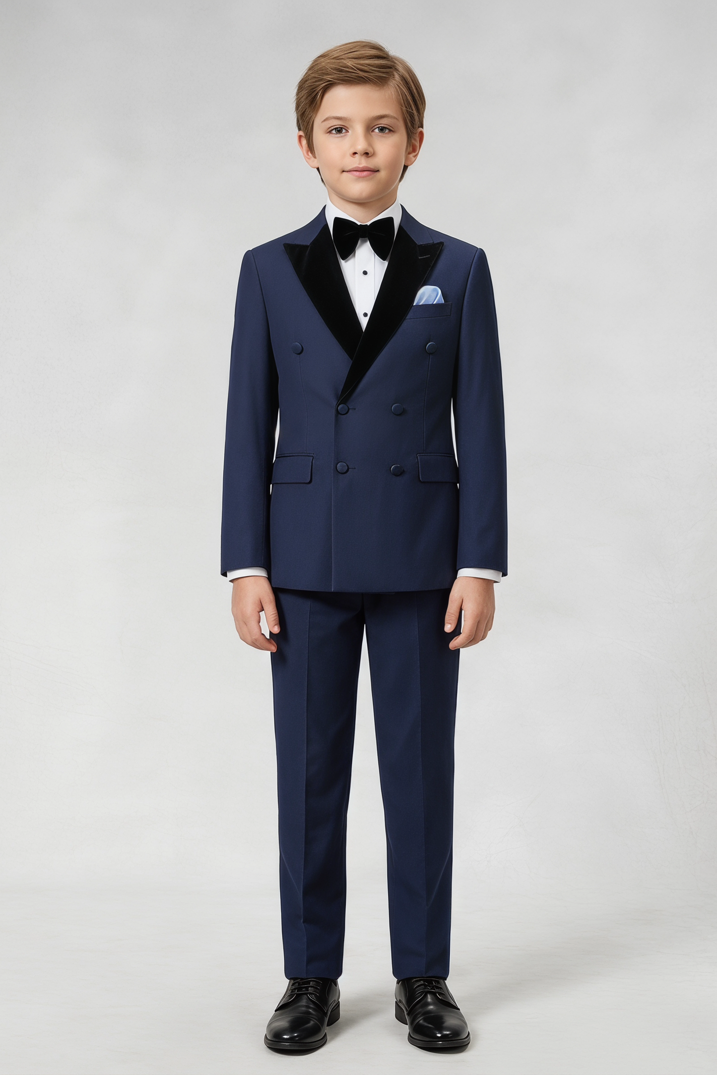 Dark Blue Velvet Double-Breasted 2-Piece Suit