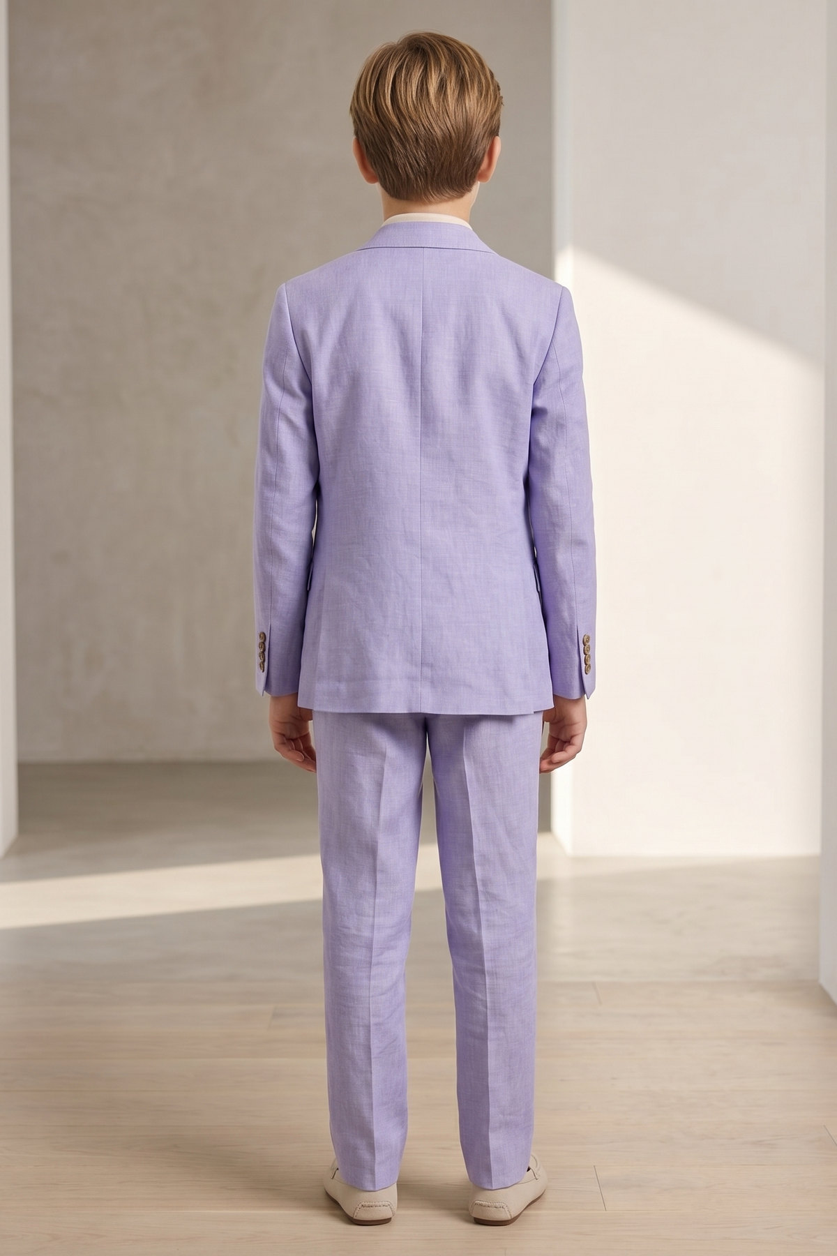 Light Purple Cotton And Linen Single-Breasted 2-Piece Suit
