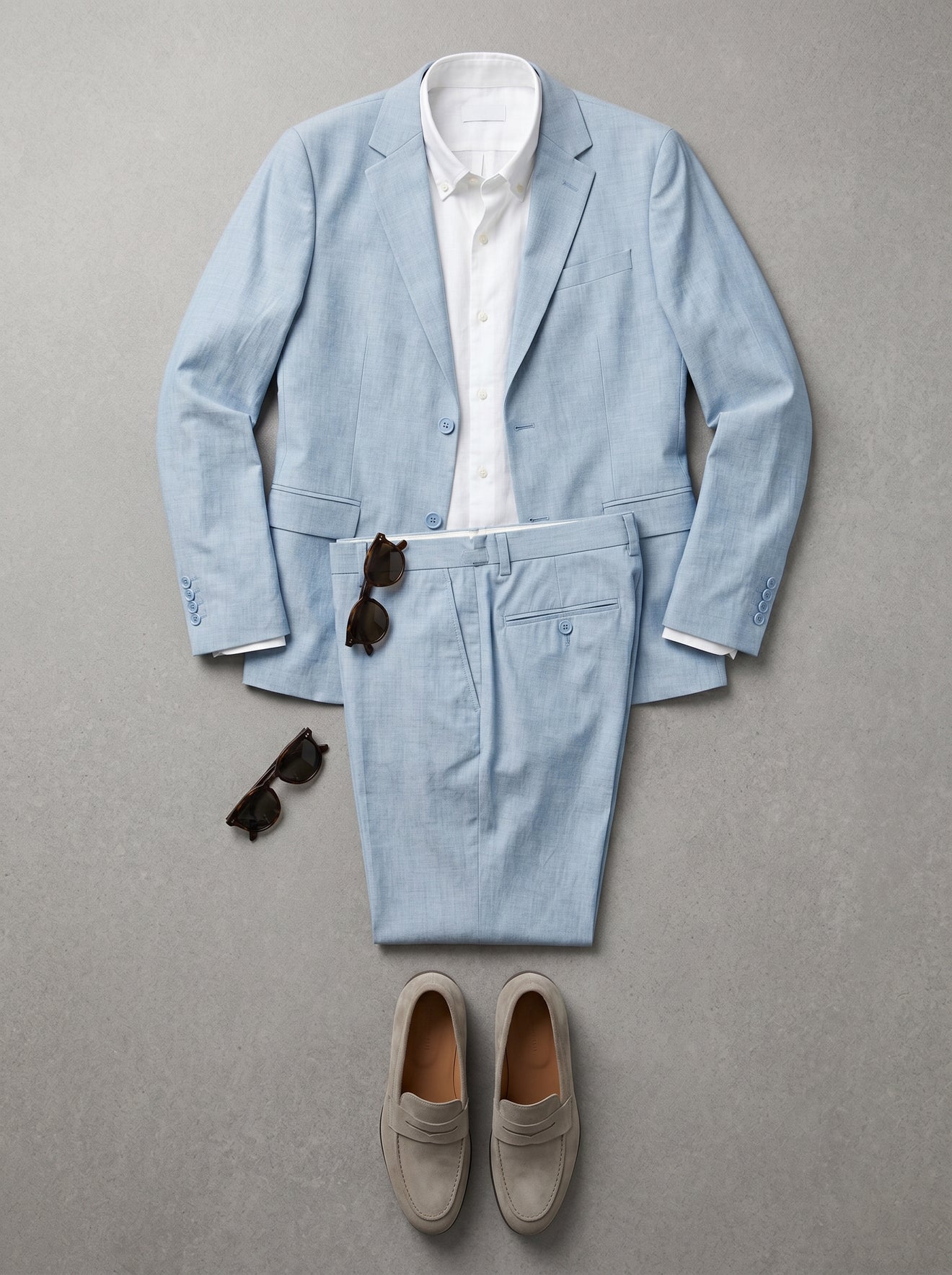 Boys Light Blue Linen-Blend 2-Piece Suit for Weddings & Formal Events