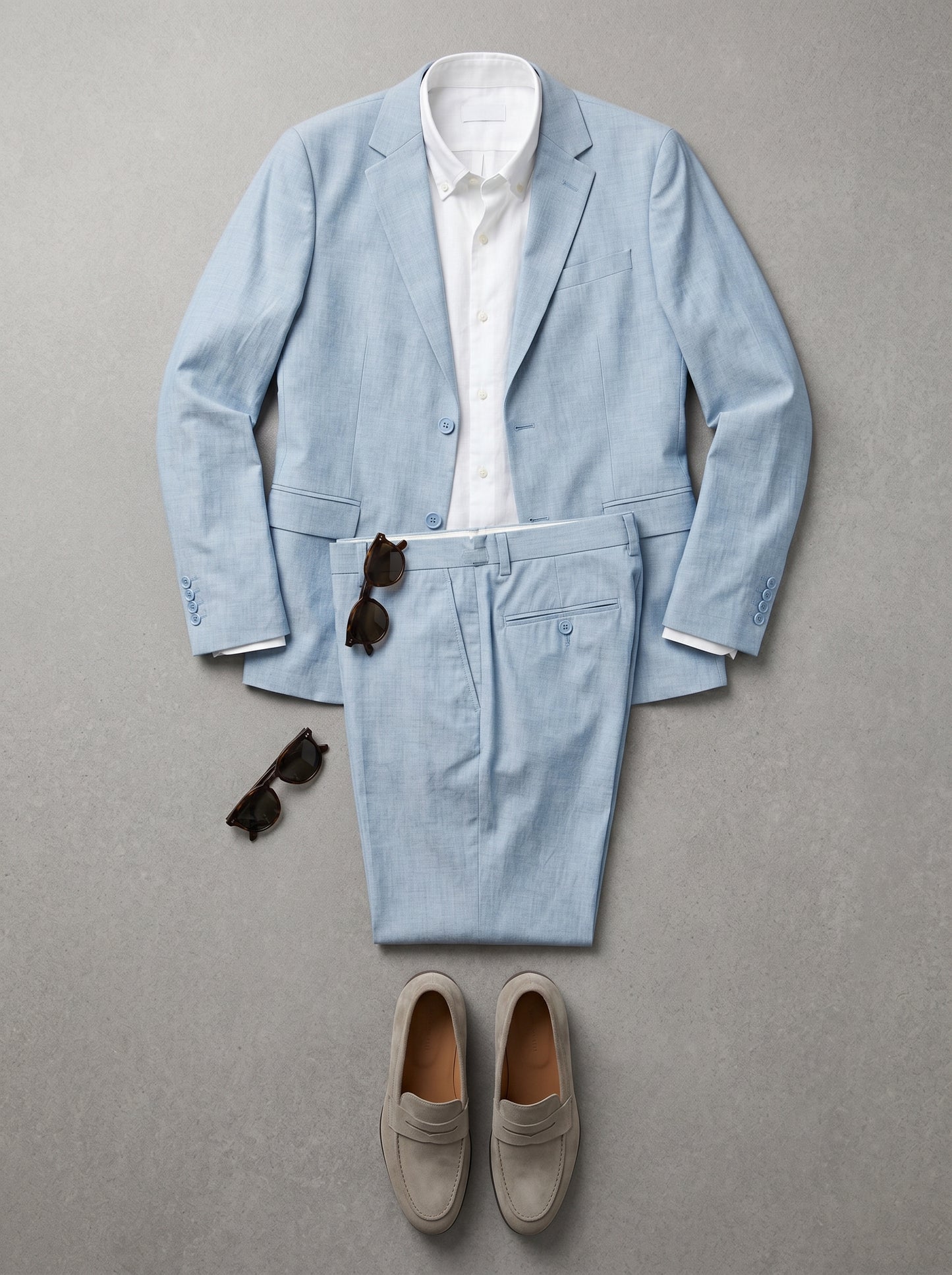 Boys Light Blue Linen-Blend 2-Piece Suit for Weddings & Formal Events