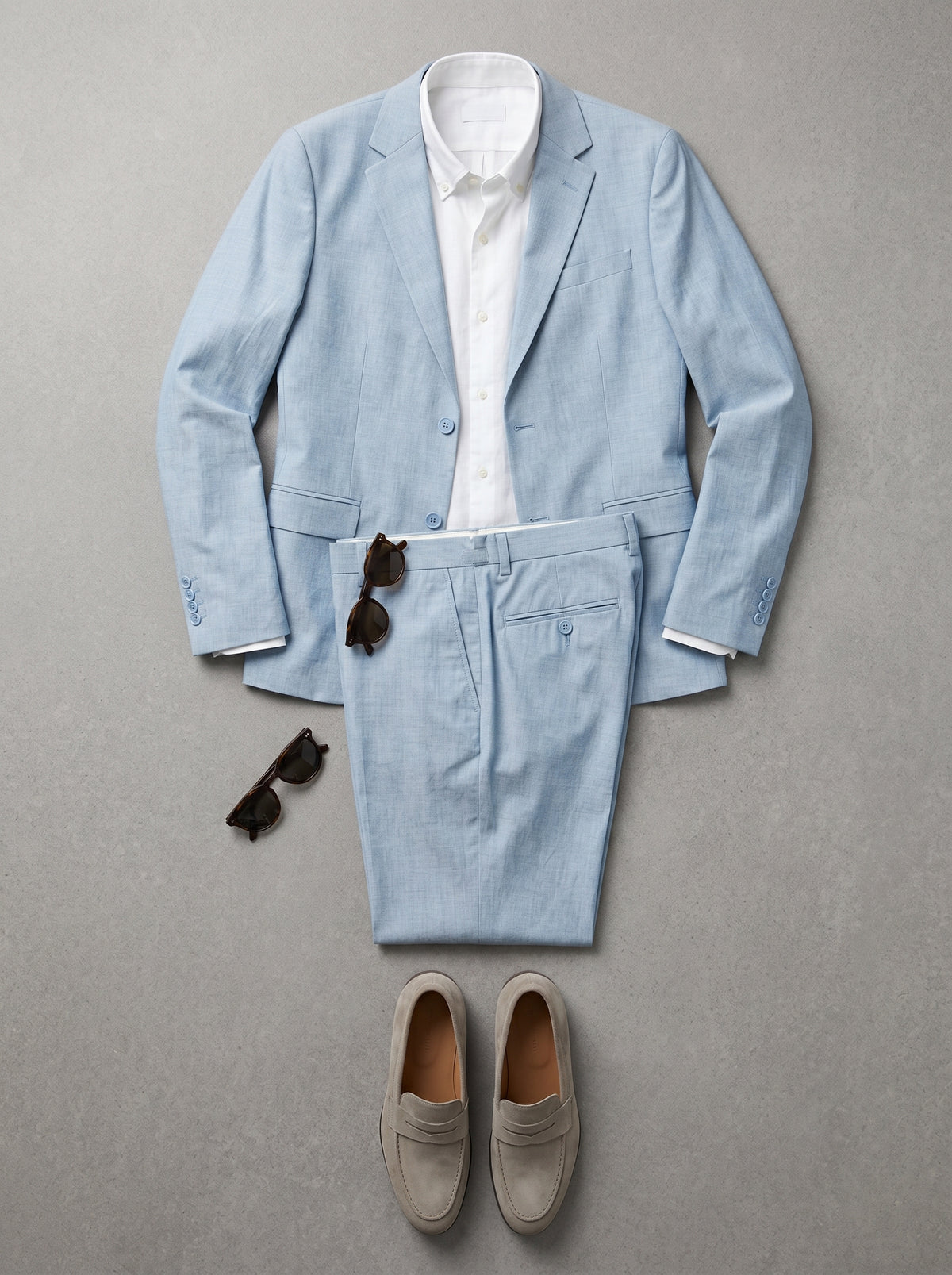 Boys Light Blue Linen-Blend 2-Piece Suit for Weddings & Formal Events
