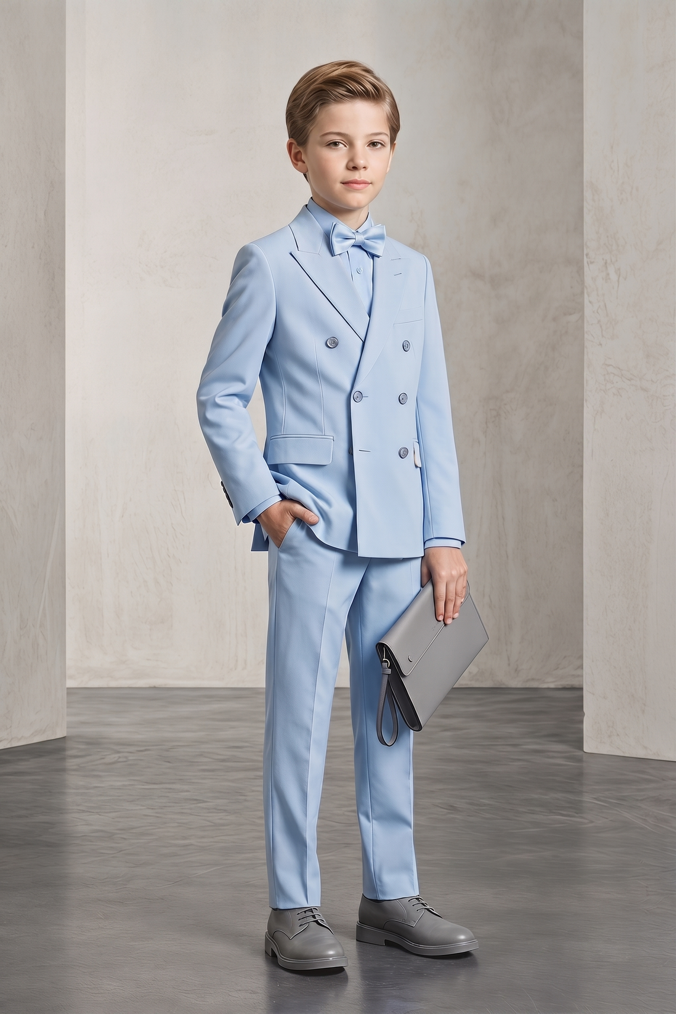 Sky Blue Double-Breasted 2-Piece Suit