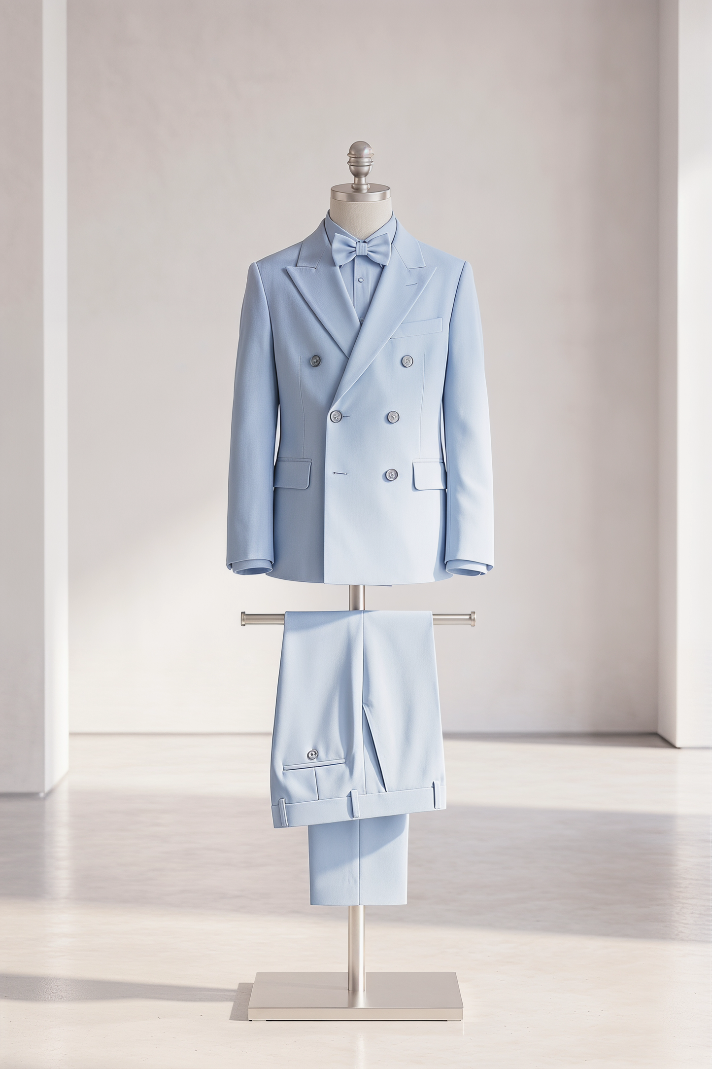Sky Blue Double-Breasted 2-Piece Suit