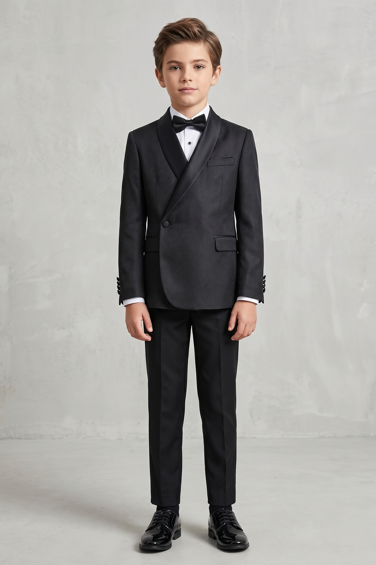Black Satin Single-Breasted 2-Piece Suit