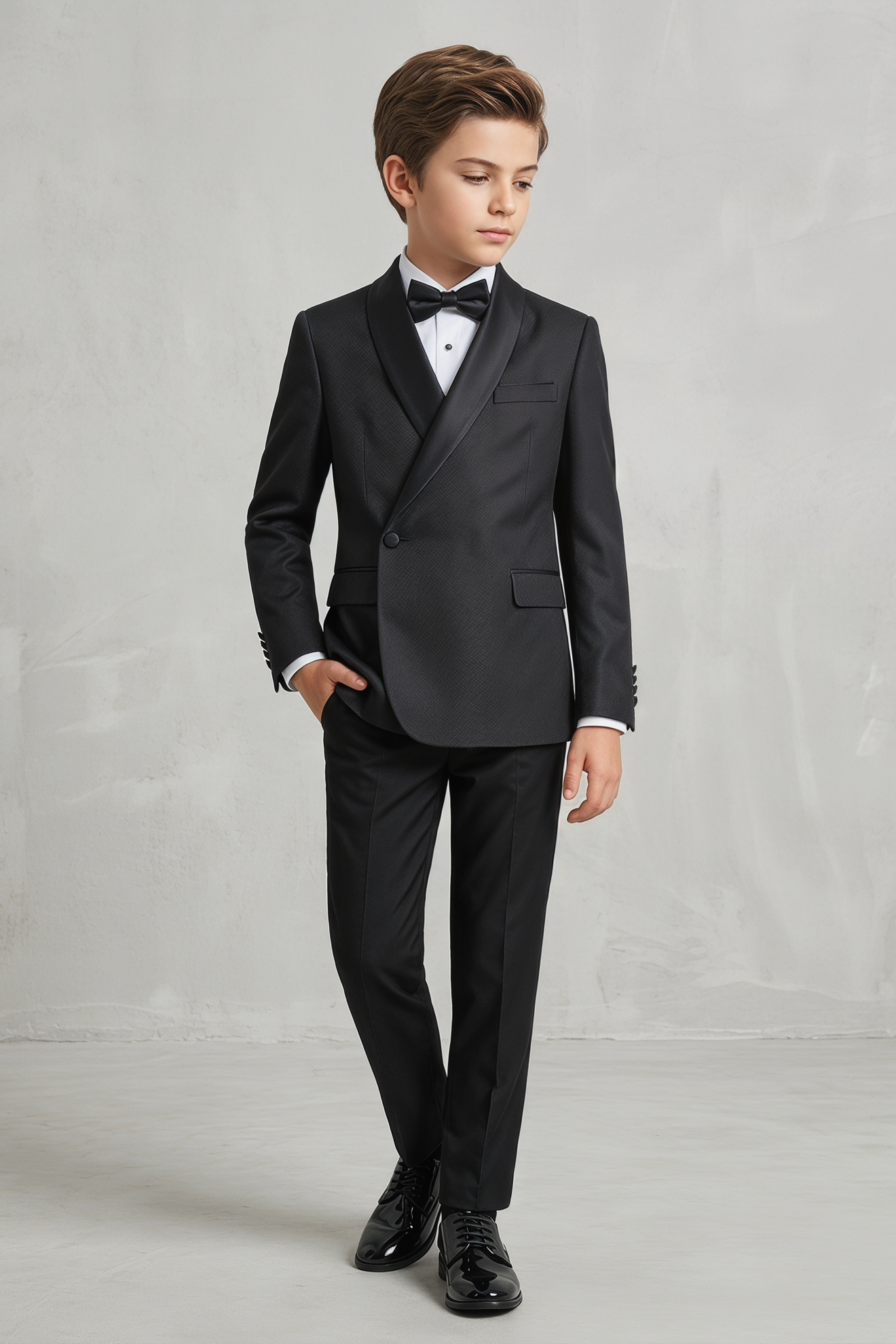 Black Satin Single-Breasted 2-Piece Suit