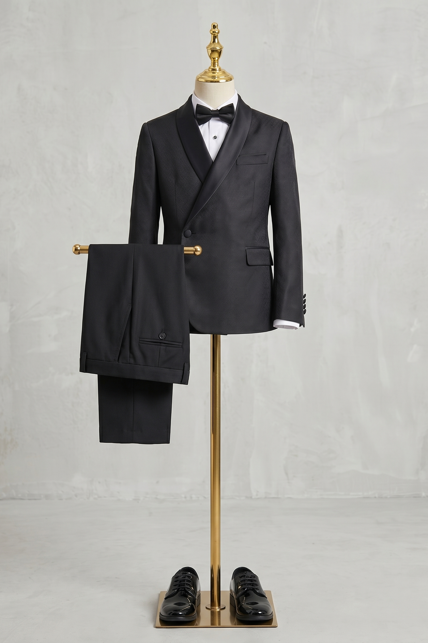 Black Satin Single-Breasted 2-Piece Suit