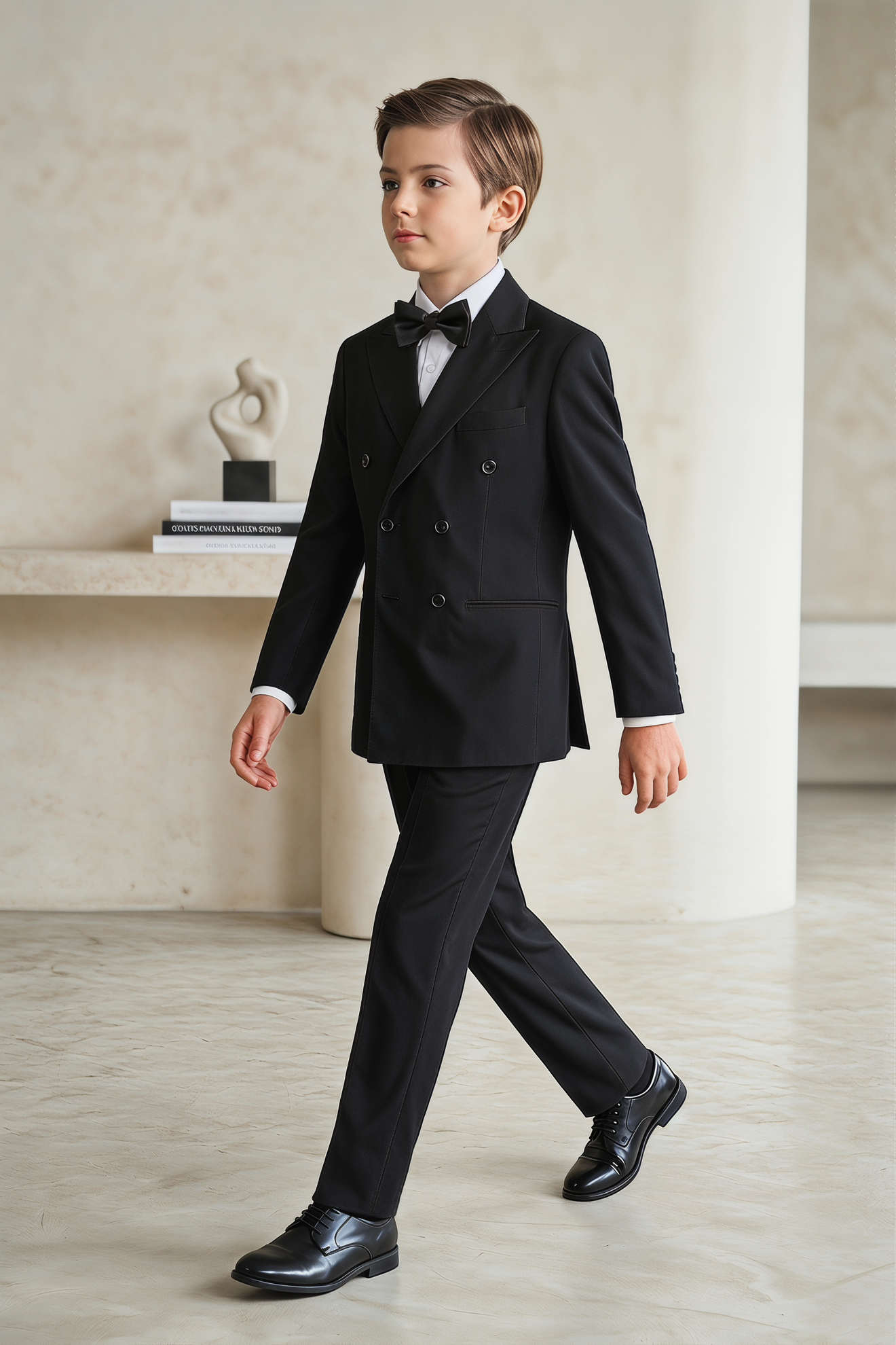 Black Serge Double-Breasted 2-Piece Suit