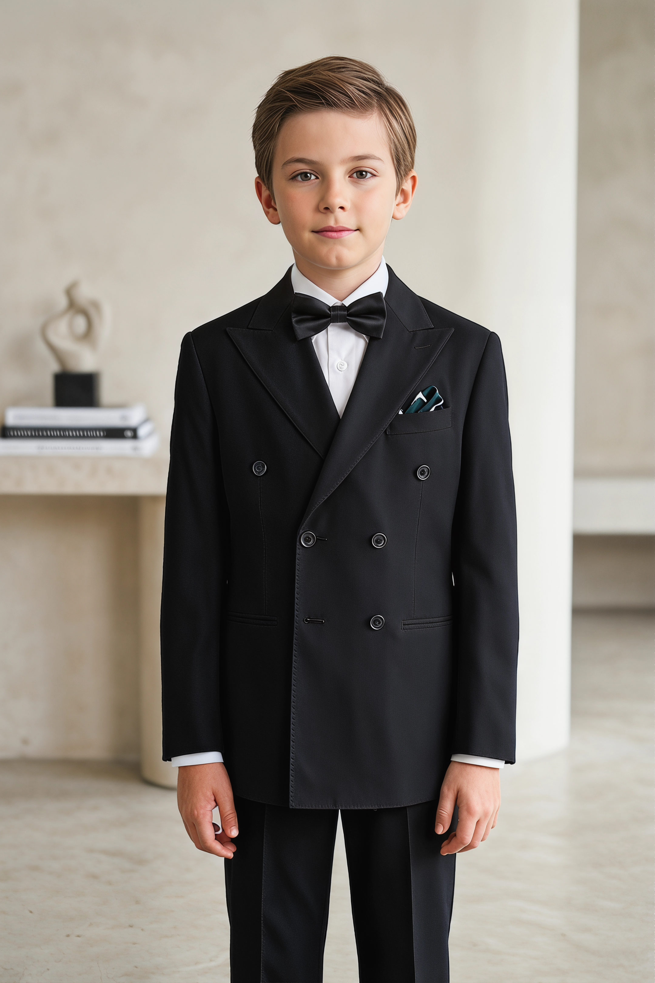 Black Serge Double-Breasted 2-Piece Suit