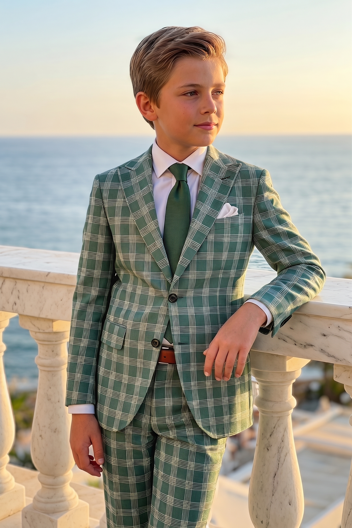 Green Plaid Single-Breasted 2-Piece Suit