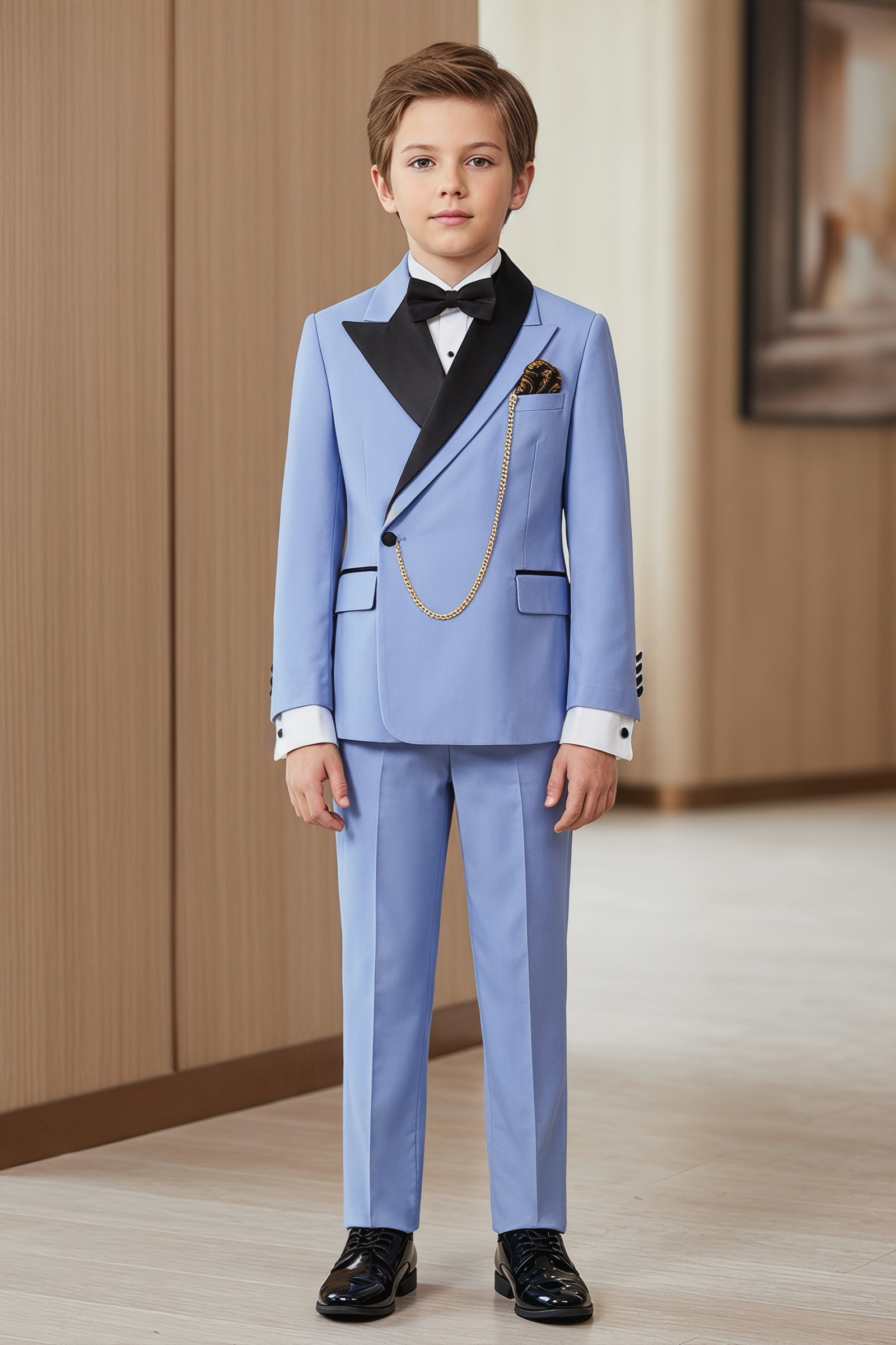 Blue And Black Color-Blocked 2-Piece Suit