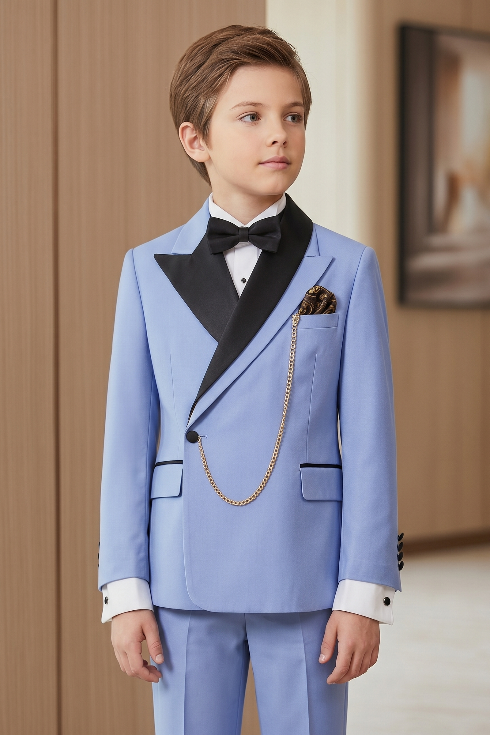 Blue And Black Color-Blocked 2-Piece Suit