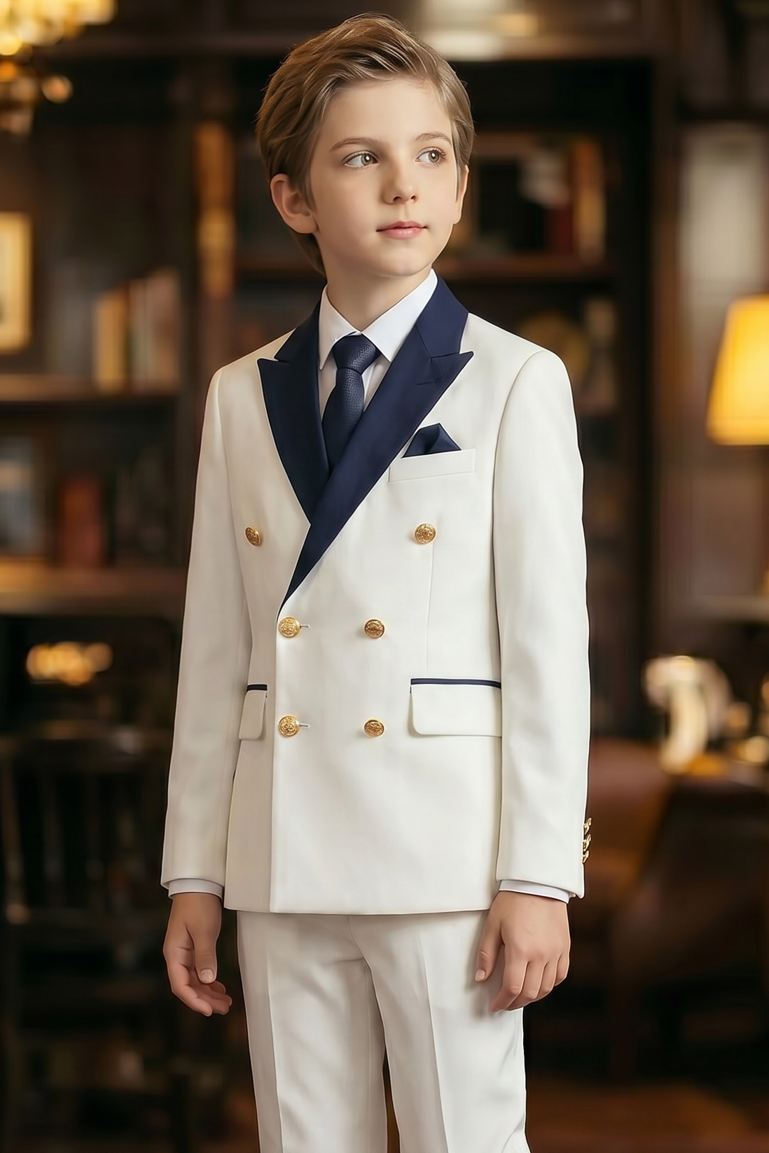 White And Blue Serge Double-Breasted 2-Piece Suit