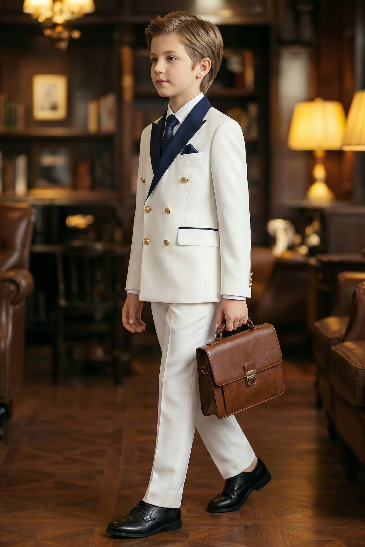 White And Blue Serge Double-Breasted 2-Piece Suit