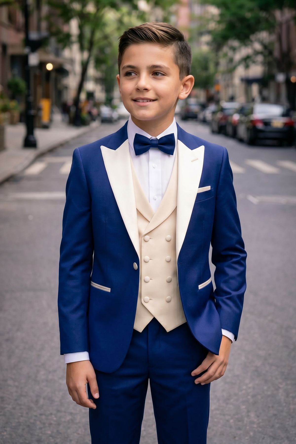 Navy Blue And White Serge 3-Piece Suit