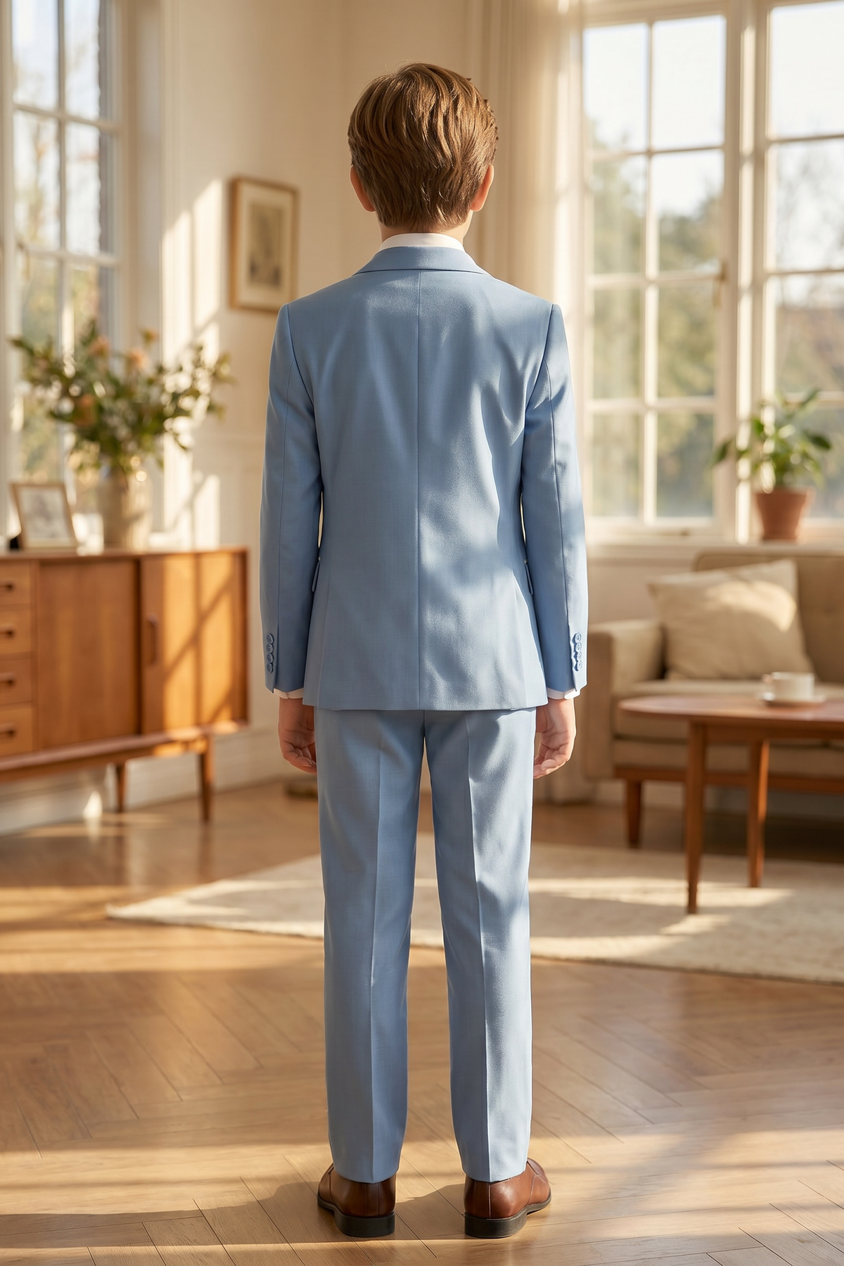 Light Blue And White Serge 3-Piece Suit