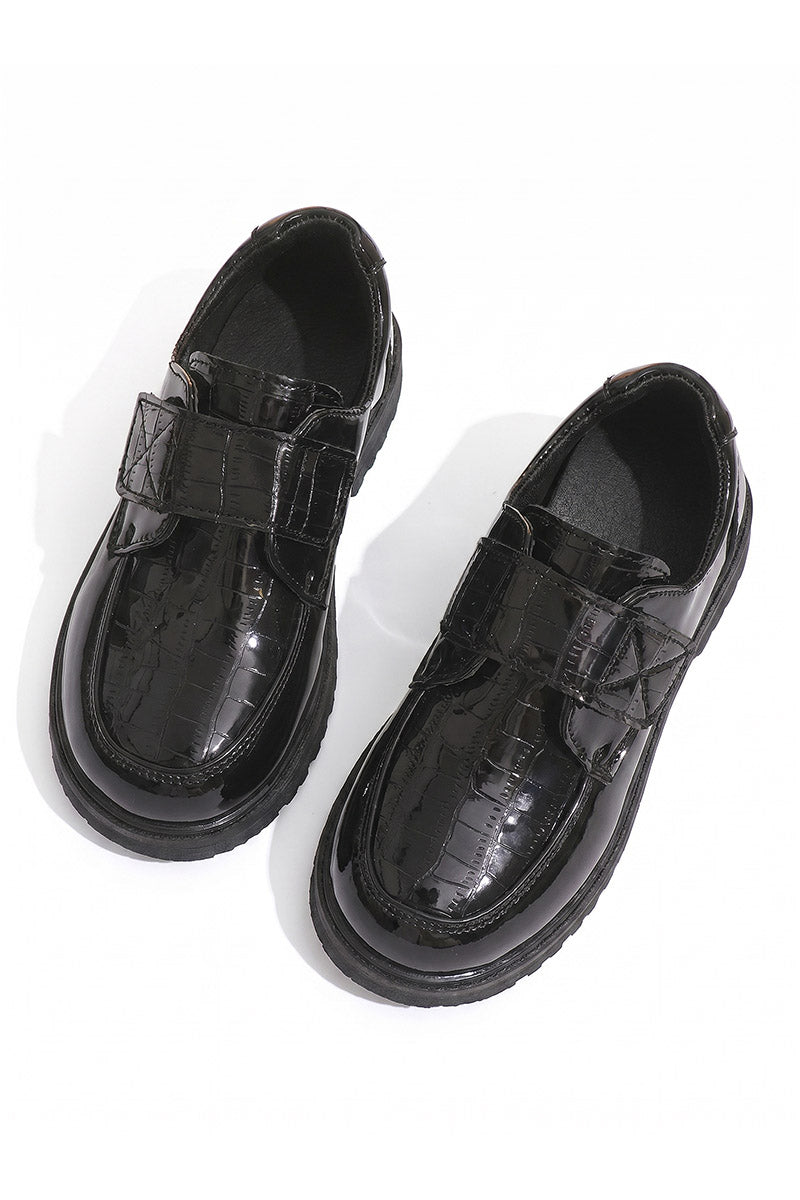 Boys Black Patent Leather Loafers for Weddings & Formal Events