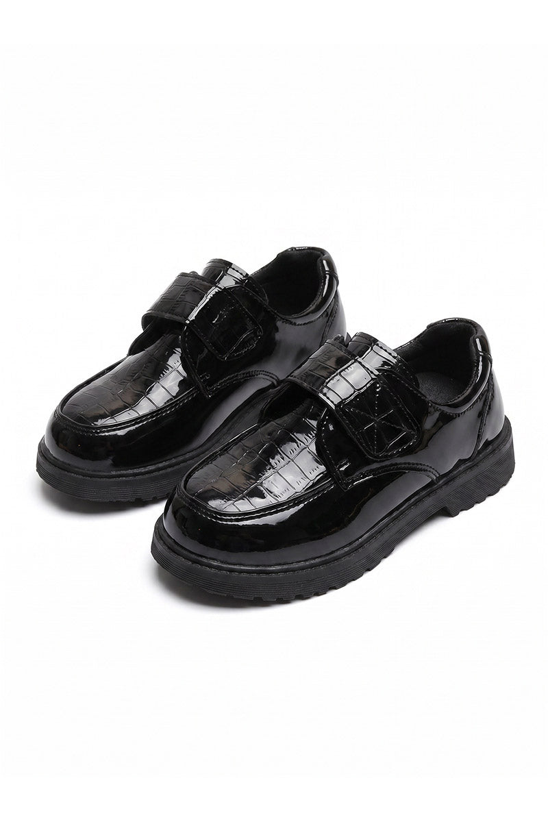 Boys Black Patent Leather Loafers for Weddings & Formal Events