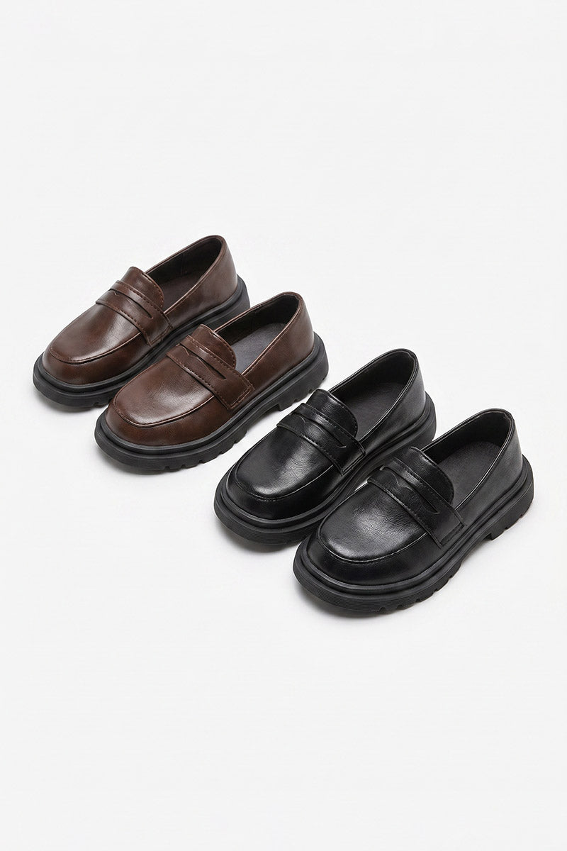 Boys Classic Black Penny Loafers for Weddings & Formal Events