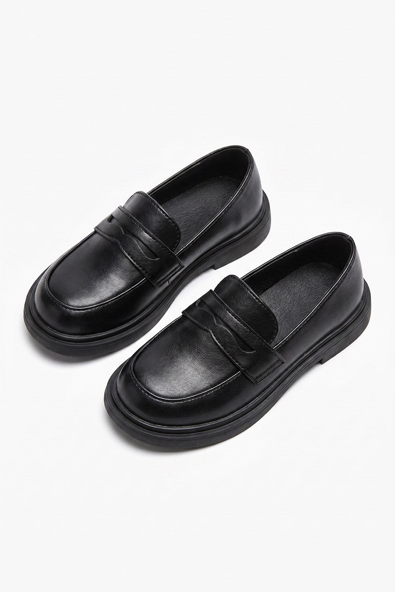 Boys Classic Black Penny Loafers for Weddings & Formal Events