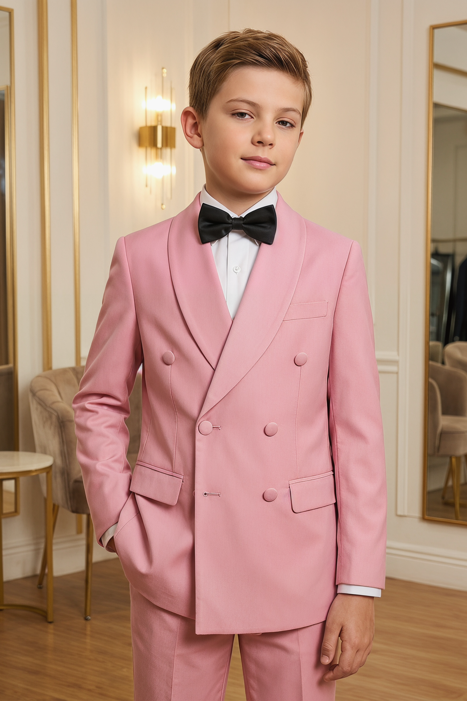 Pink Serge Double-Breasted 2-Piece Suit