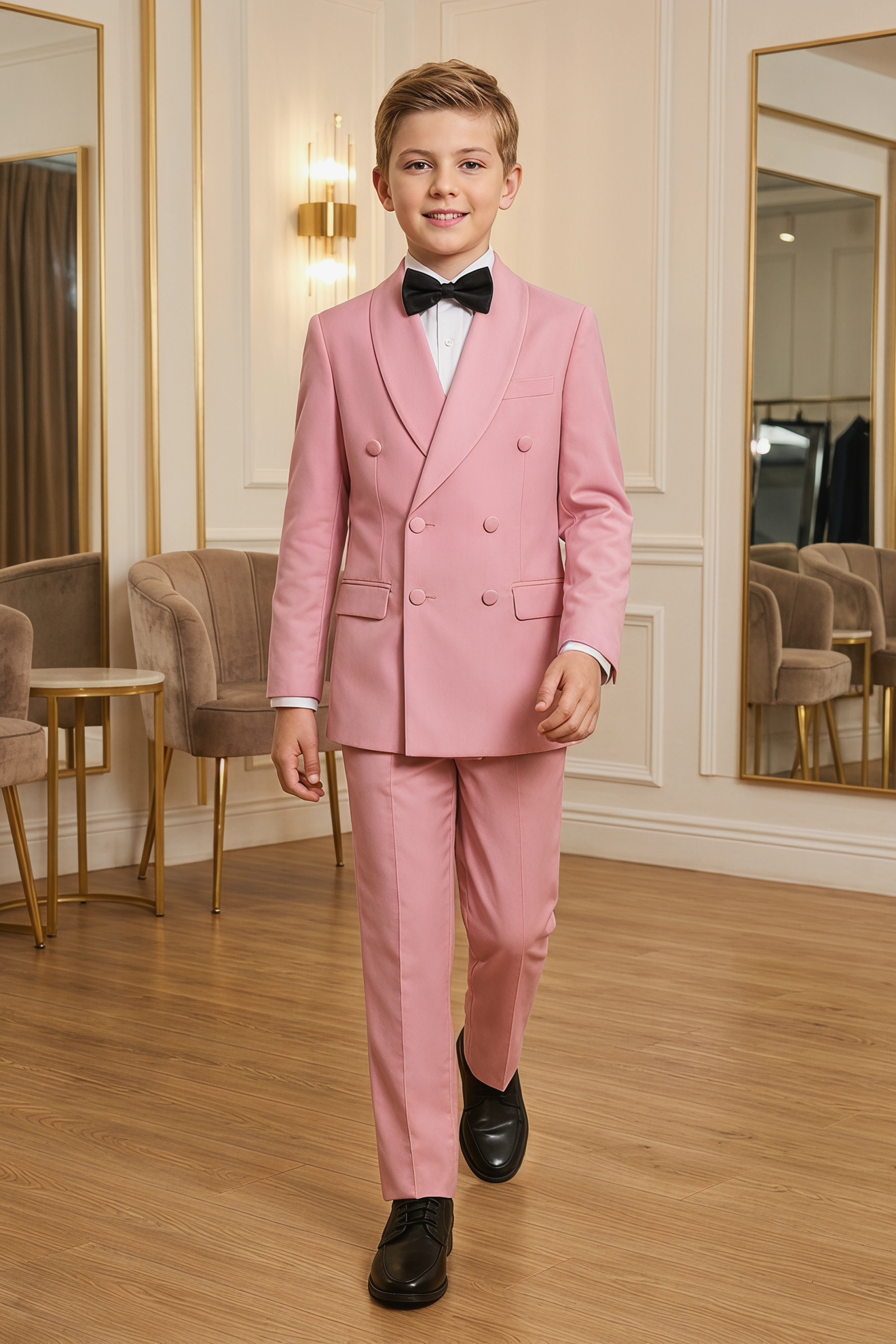 Pink Serge Double-Breasted 2-Piece Suit