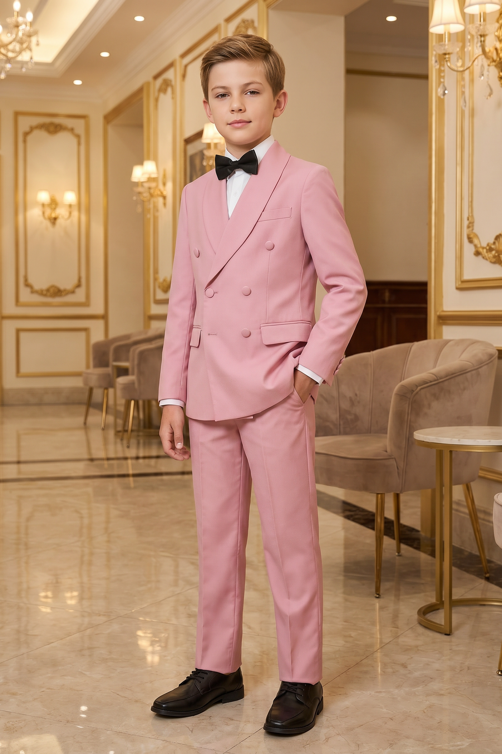 Pink Serge Double-Breasted 2-Piece Suit