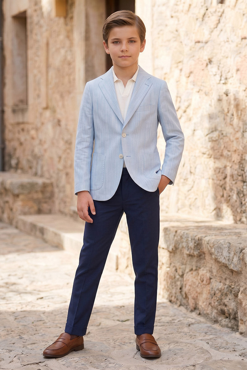 Boys Light BlueBlazer with Navy Trousers 2-Piece Suit