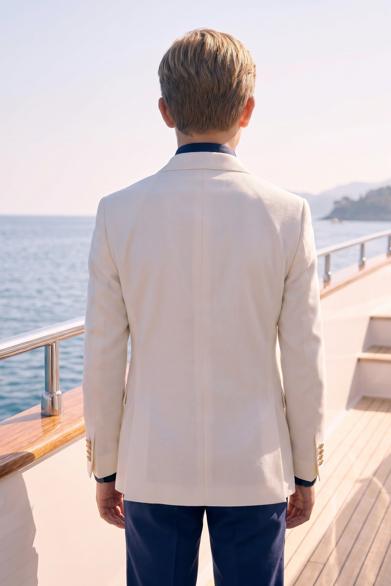 White And Navy Blue Serge Double-Breasted 2-Piece Suit
