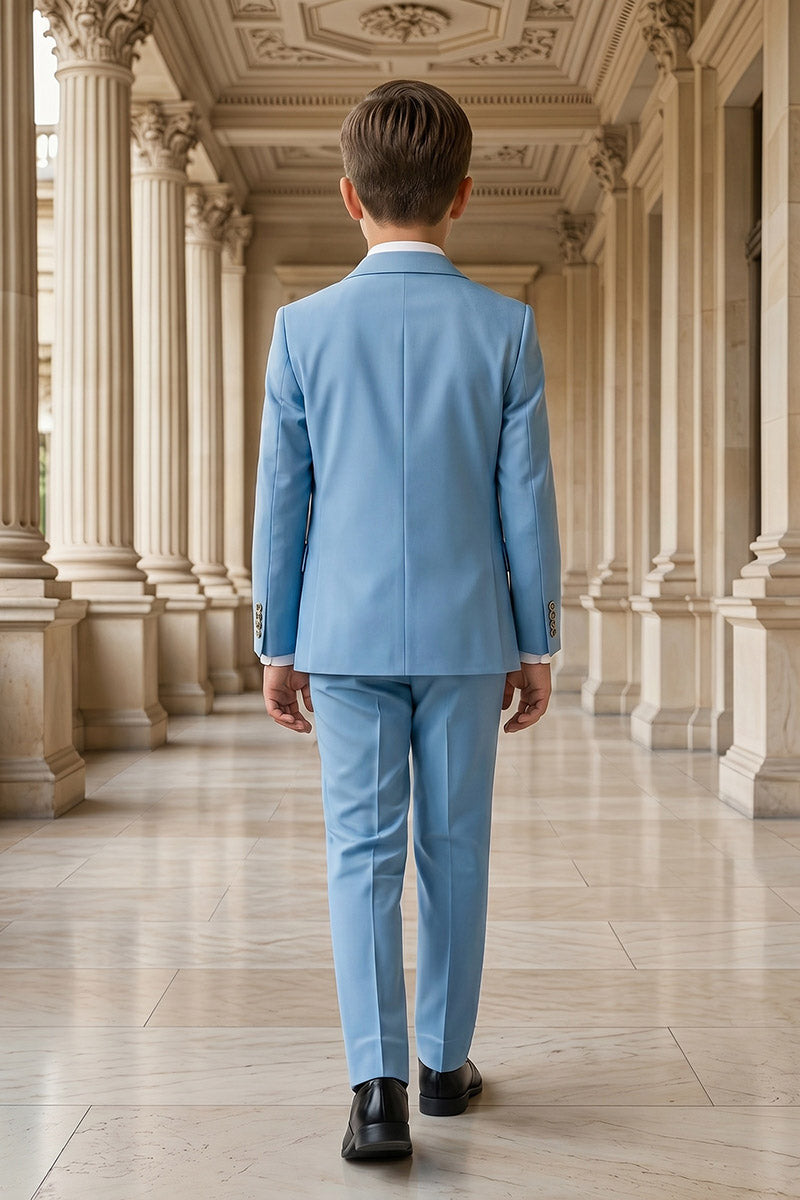 Boys Light Blue 3-Piece Suit with Navy Accents 3-Piece Suit