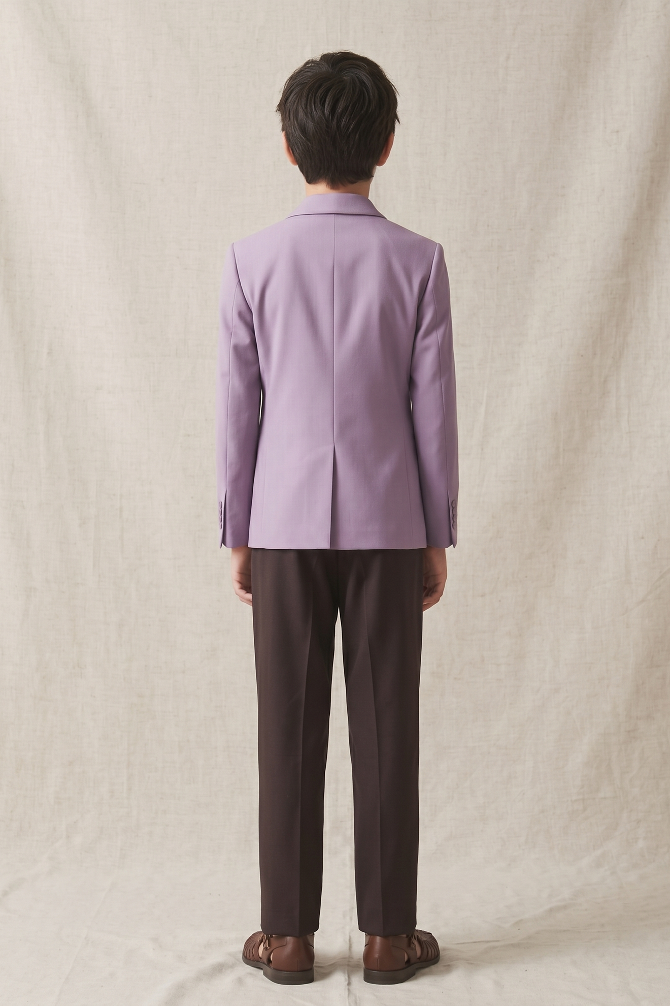 Purple And Brown Cotton And Linen 2-Piece Suit