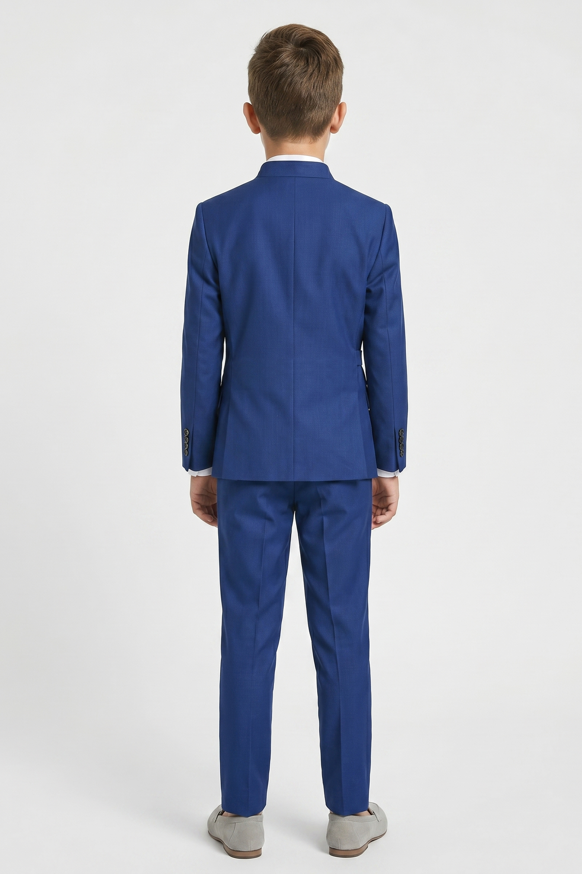 Dark Blue Cotton Linen Tie Buttons 2-Piece Suit