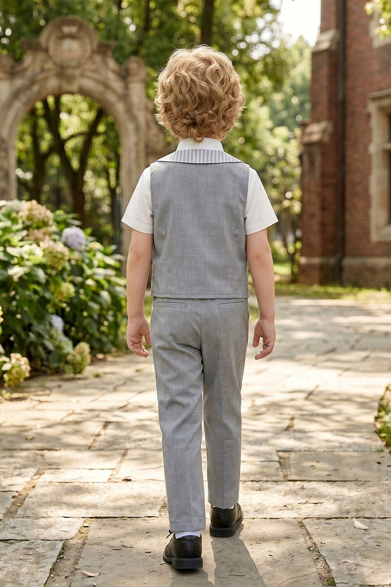 Boys Grey Waistcoat & Trousers 2-Piece Suit for Weddings & Formal Occasions