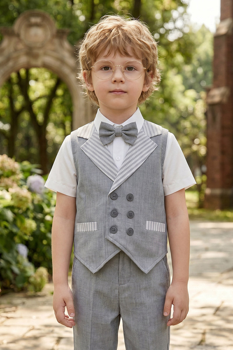 Boys Grey Waistcoat & Trousers 2-Piece Suit for Weddings & Formal Occasions