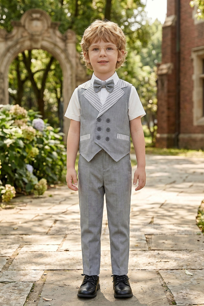 Boys Grey Waistcoat & Trousers 2-Piece Suit for Weddings & Formal Occasions