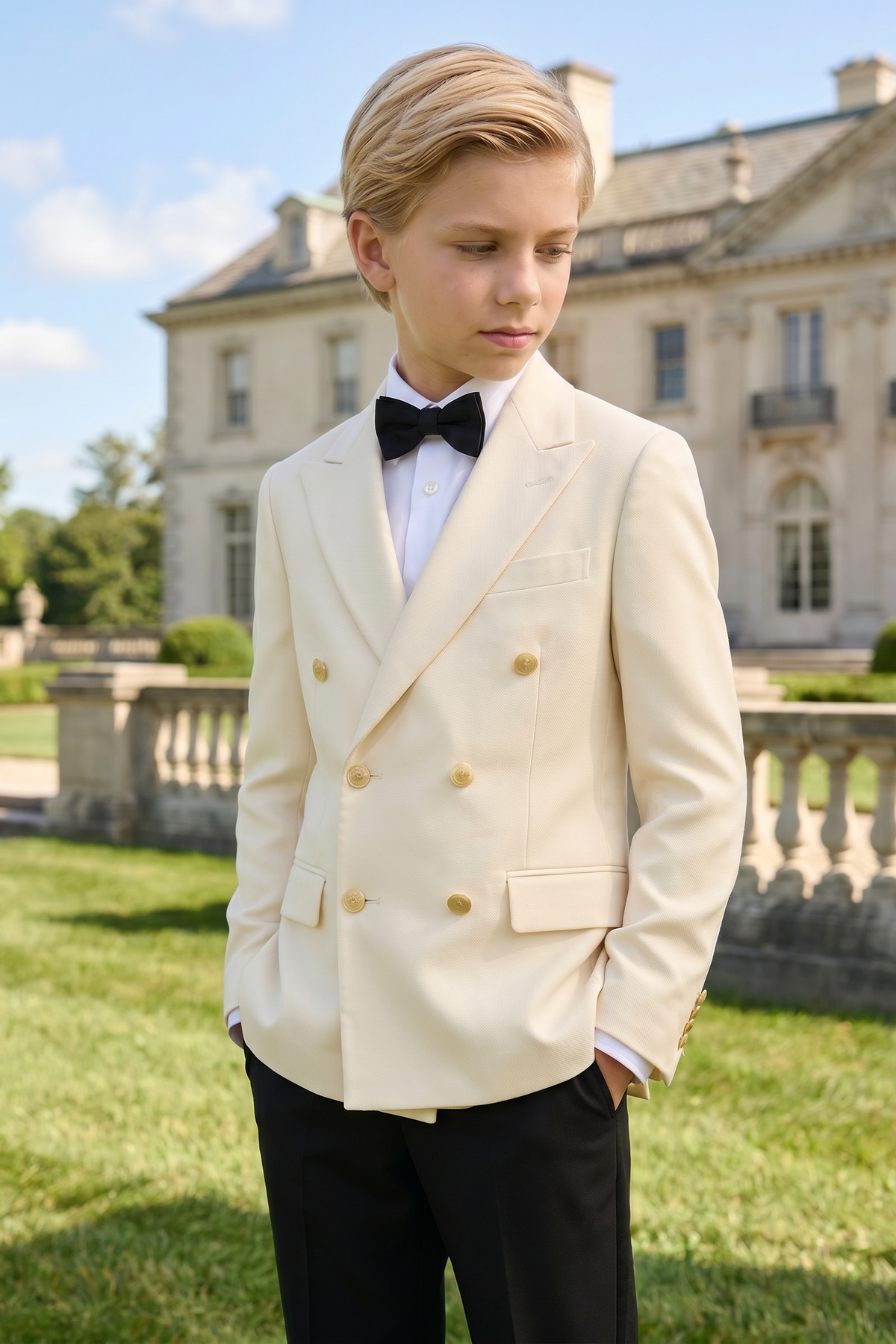 Light Apricot Serge Double-Breasted 2?Piece Suit