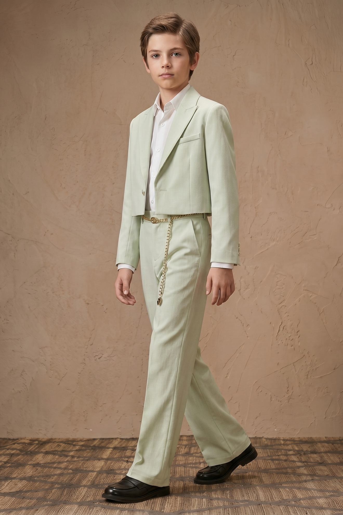 Light Green Cotton Linen Short 2-Piece Suit Set