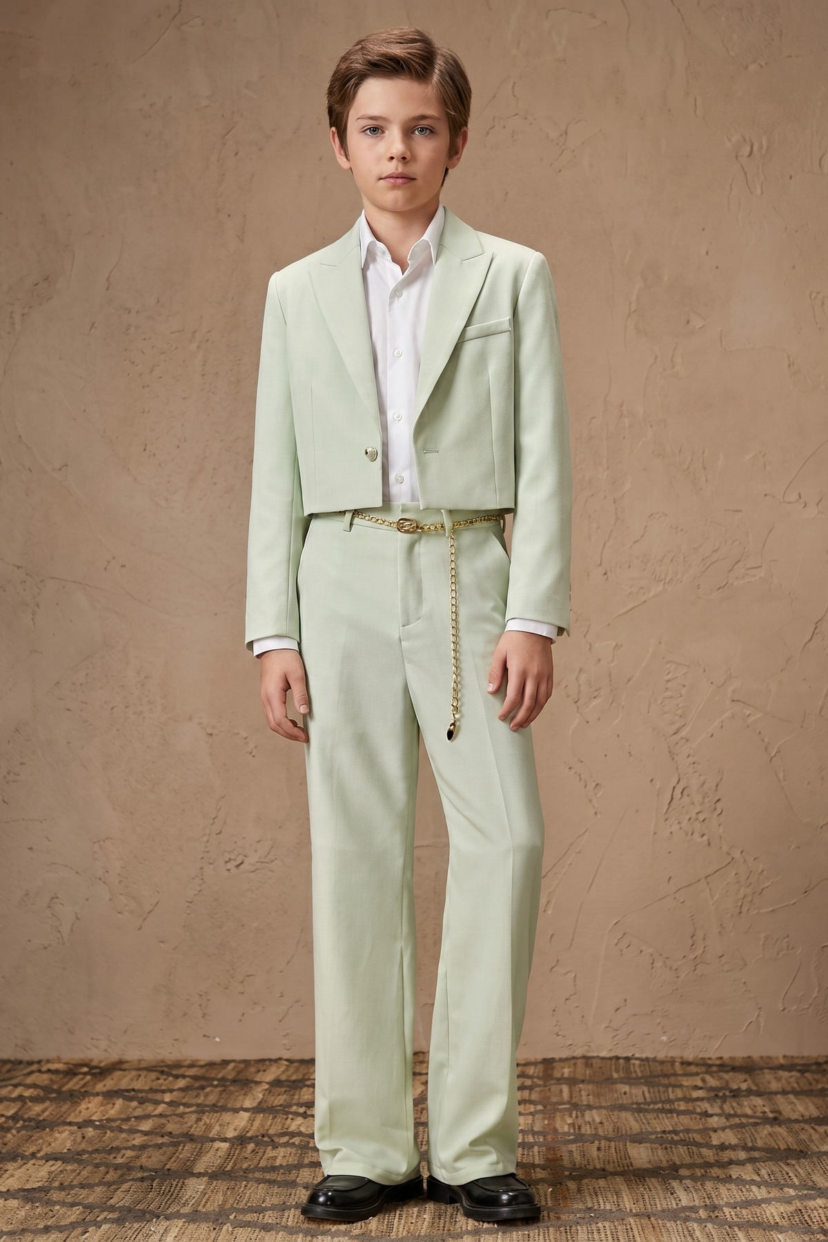 Light Green Cotton Linen Short 2-Piece Suit Set