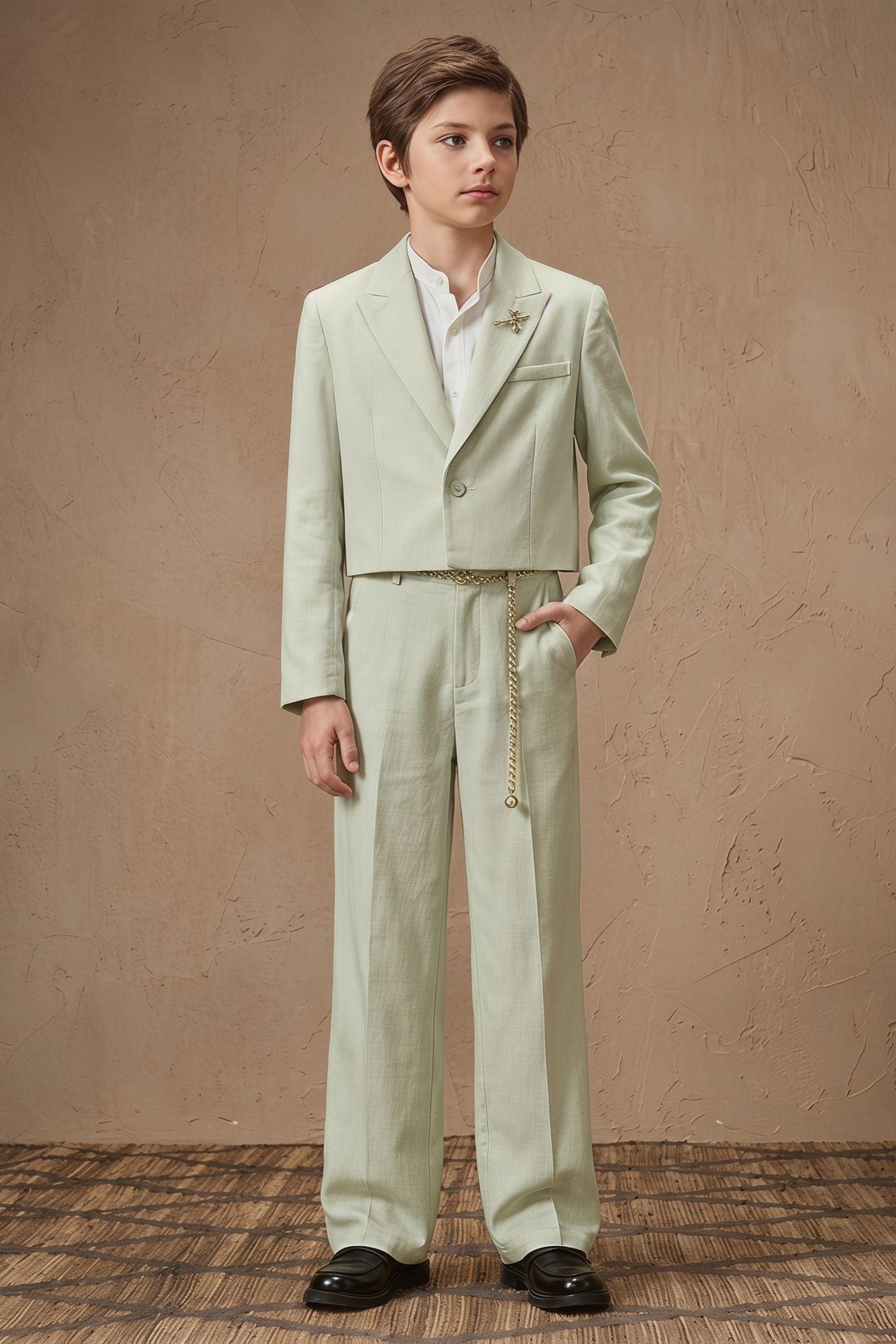 Light Green Cotton Linen Short 2-Piece Suit Set