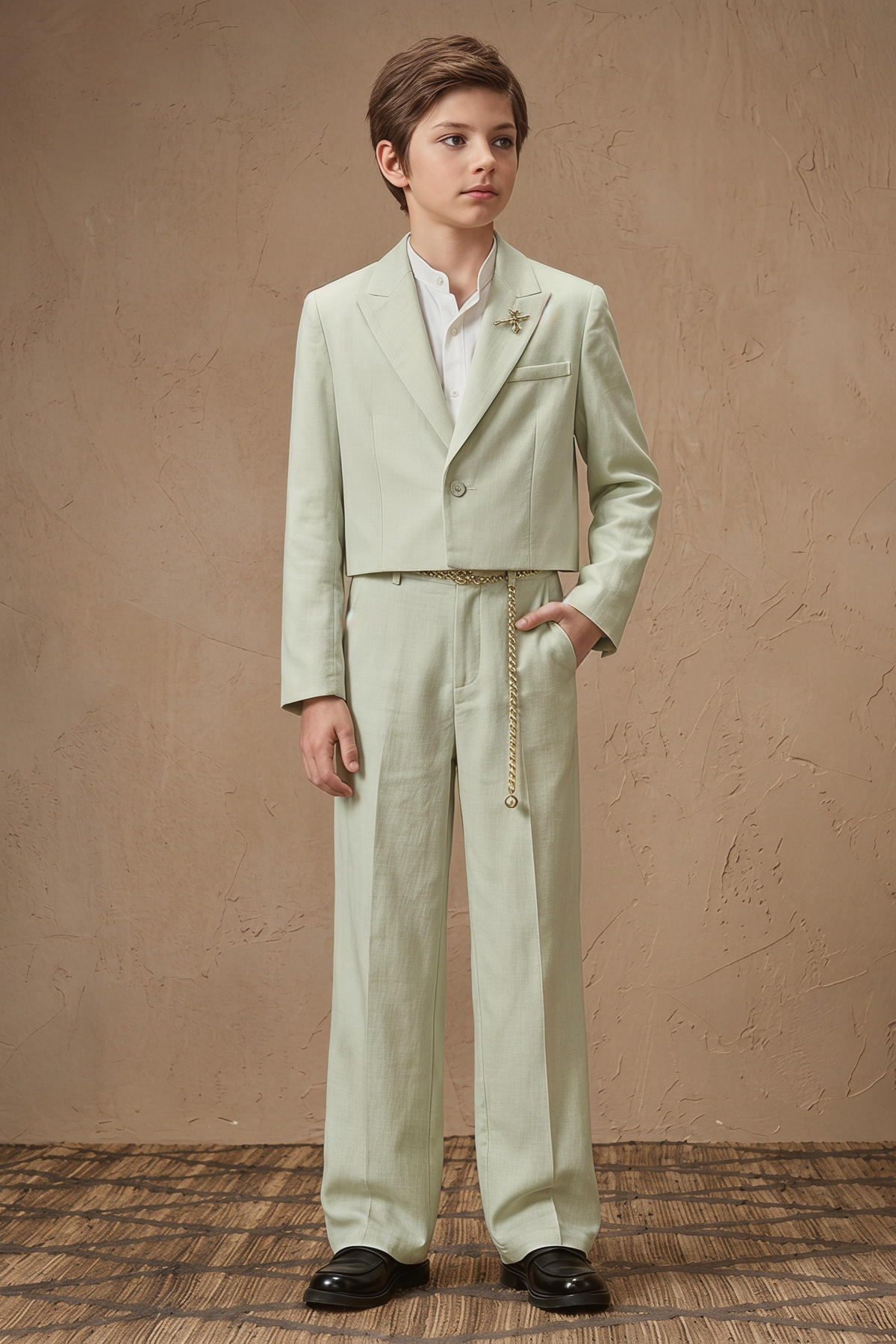 Light Green Cotton Linen Short 2-Piece Suit Set