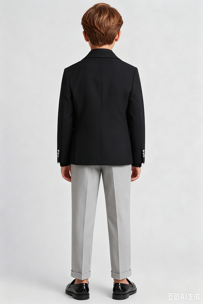 Boys Black Blazer & Grey Trousers 2-Piece Suit