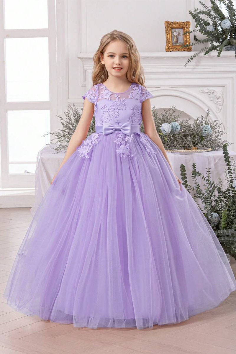 Girls Sage Green 3D Floral Tulle Dress for Weddings & Formal Events