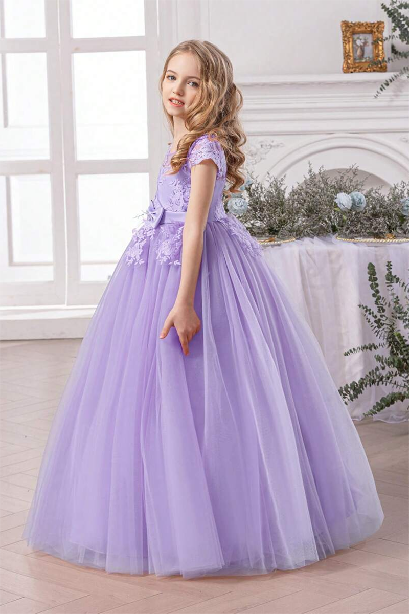 Girls Sage Green 3D Floral Tulle Dress for Weddings & Formal Events
