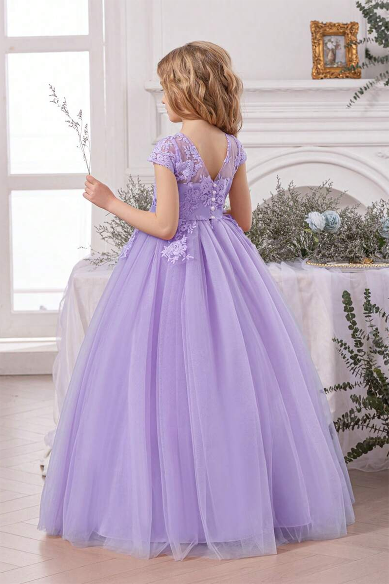 Girls Sage Green 3D Floral Tulle Dress for Weddings & Formal Events