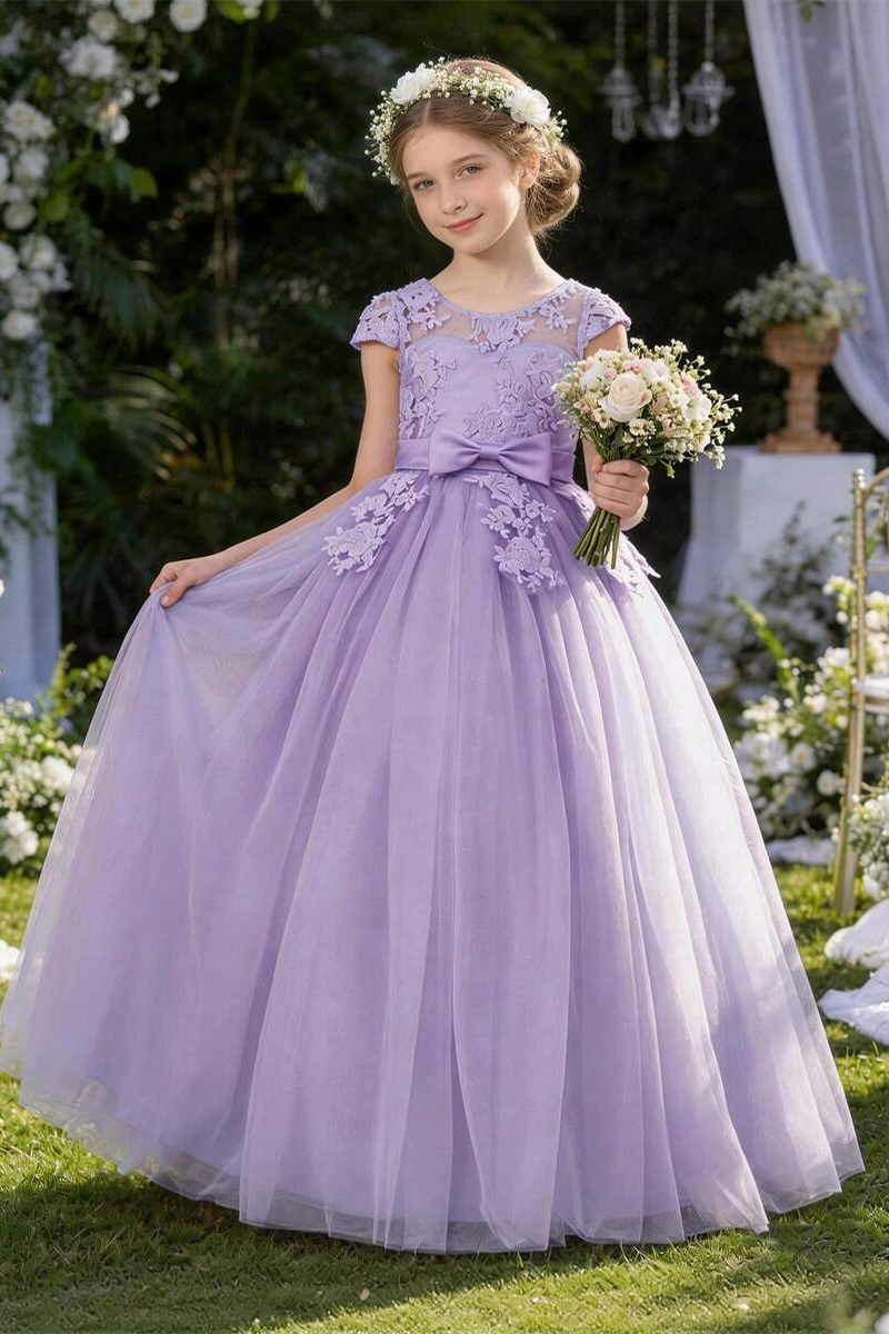 Girls Sage Green 3D Floral Tulle Dress for Weddings & Formal Events