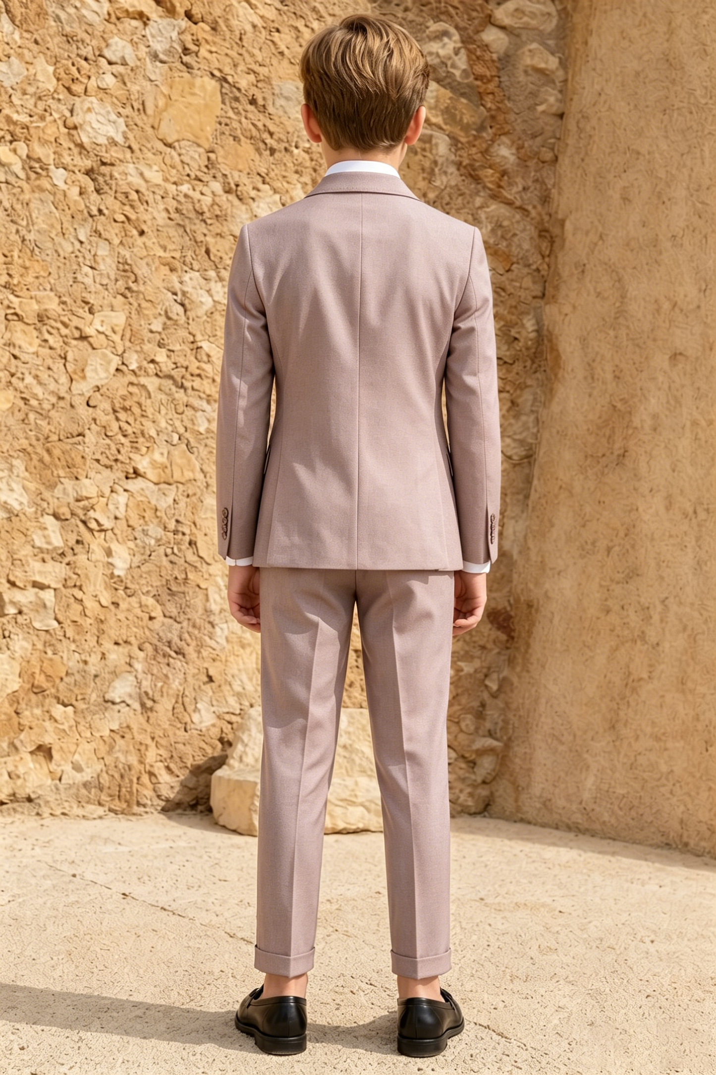 Gray-Pink Serge Double-Breasted 2-Piece Suit
