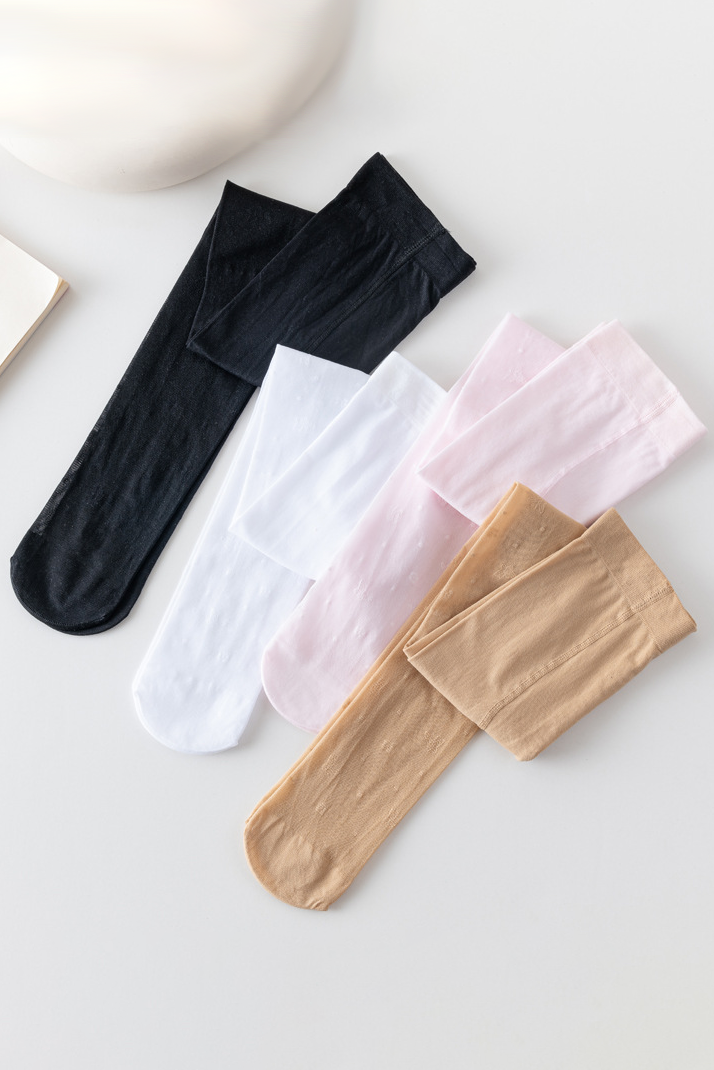Light Pink Butterfly Dot Jacquard Tights Summer Anti Mosquito Sheer Panty Hose
