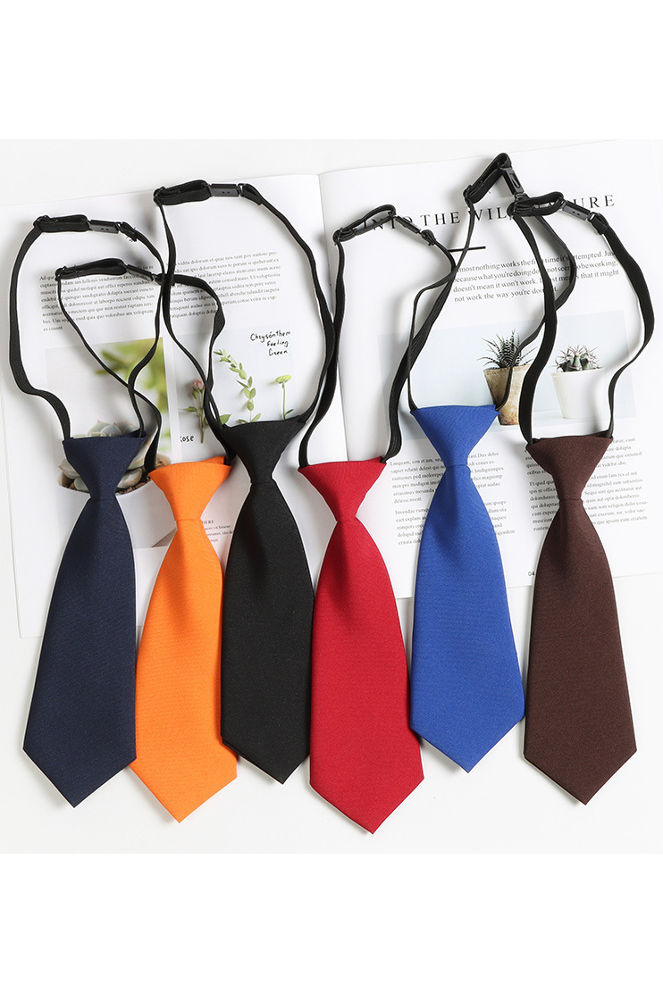 Black Pre-Tied Necktie Adjustable Serge Fabric Formal Tie for Boys